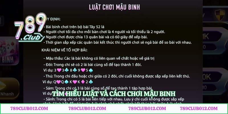 Tìm hiểu luật và cách chơi Mậu Binh